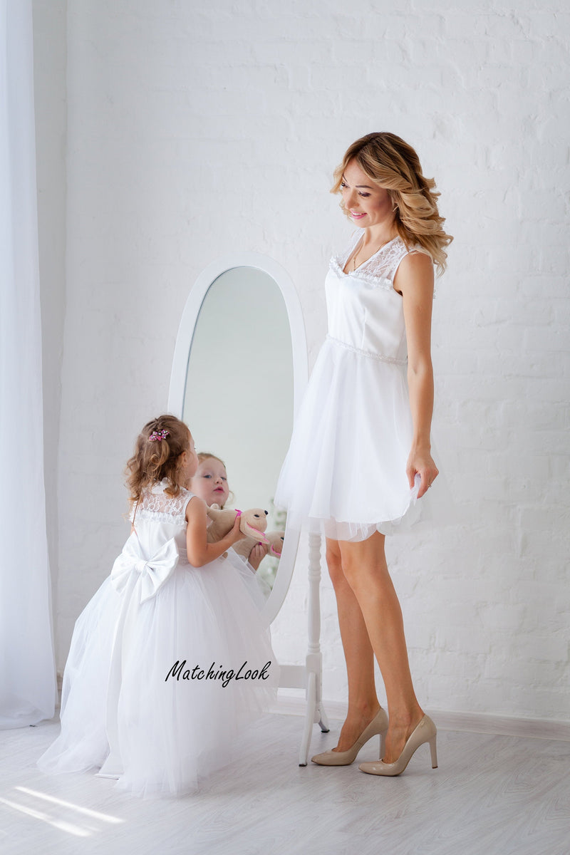 Mommy and Me Dress, White Dress, Mother Daughter Matching Dress, Photoshoot Dress, Matching Photoshoot Dress, Wedding Dress, Elegant 14 / 3T