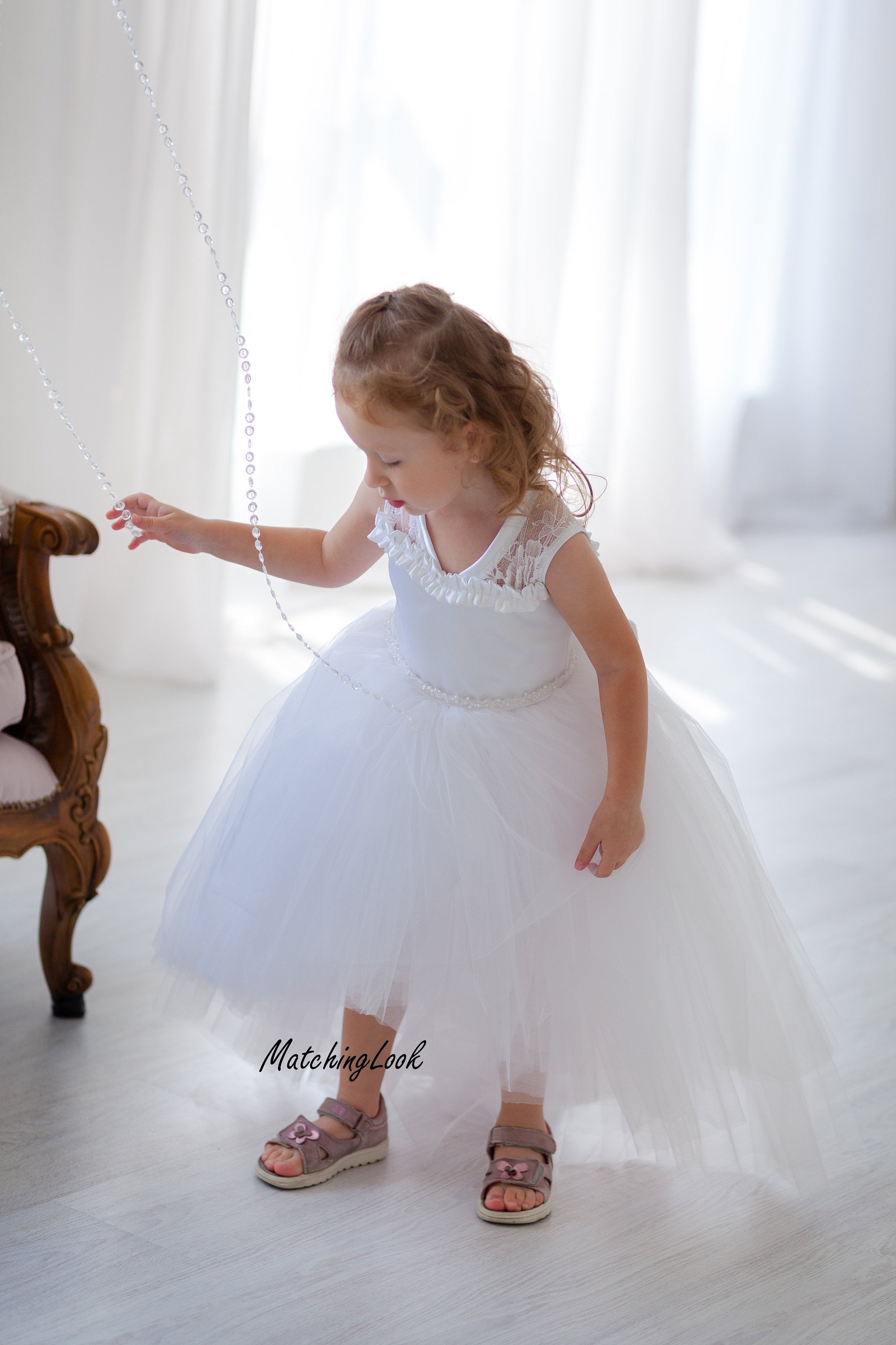 Matchinglook White Flower Girl Dress
