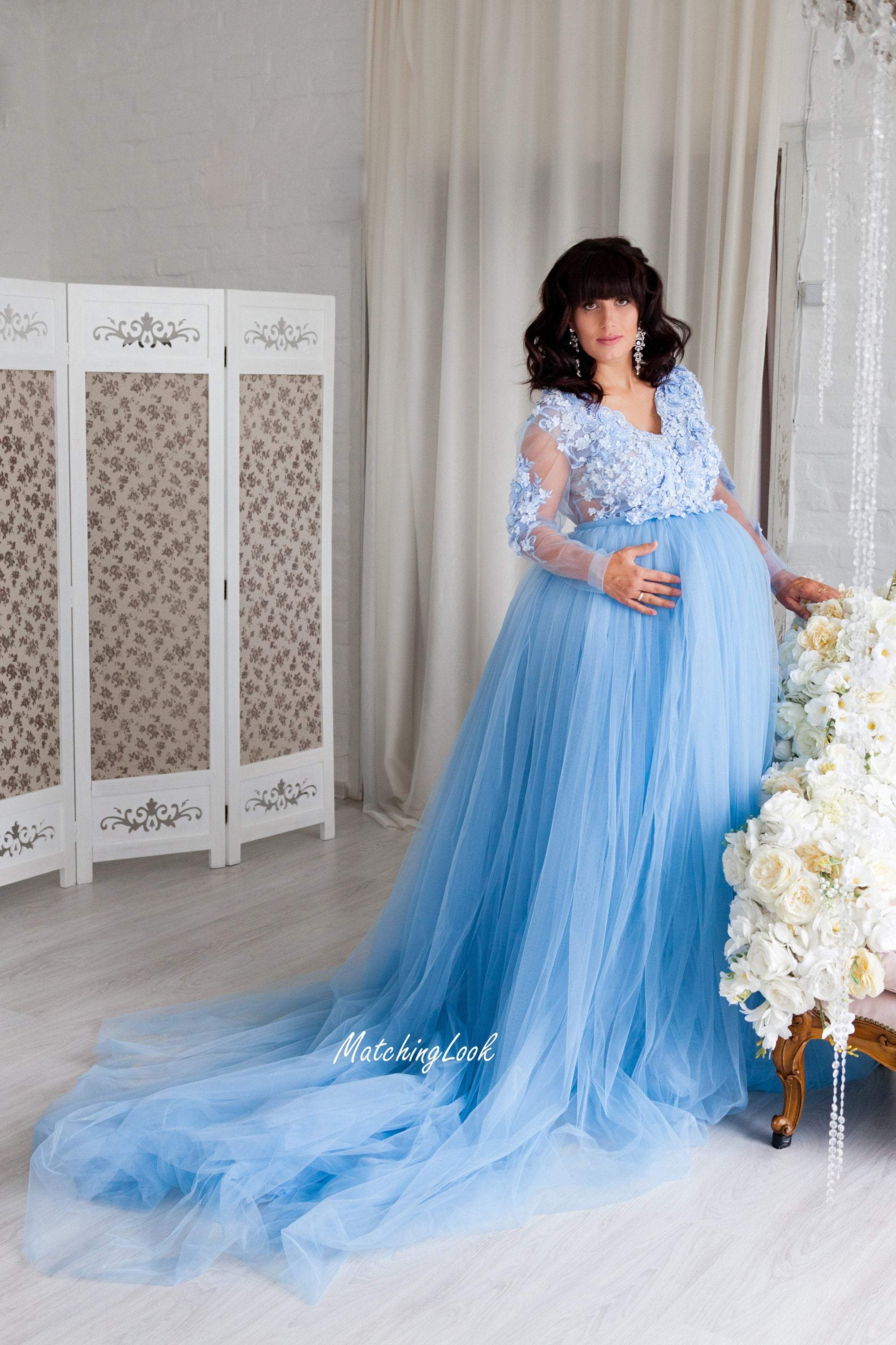 Sexy Strapless Thigh-high Slit Maternity Dress – Glamix Maternity