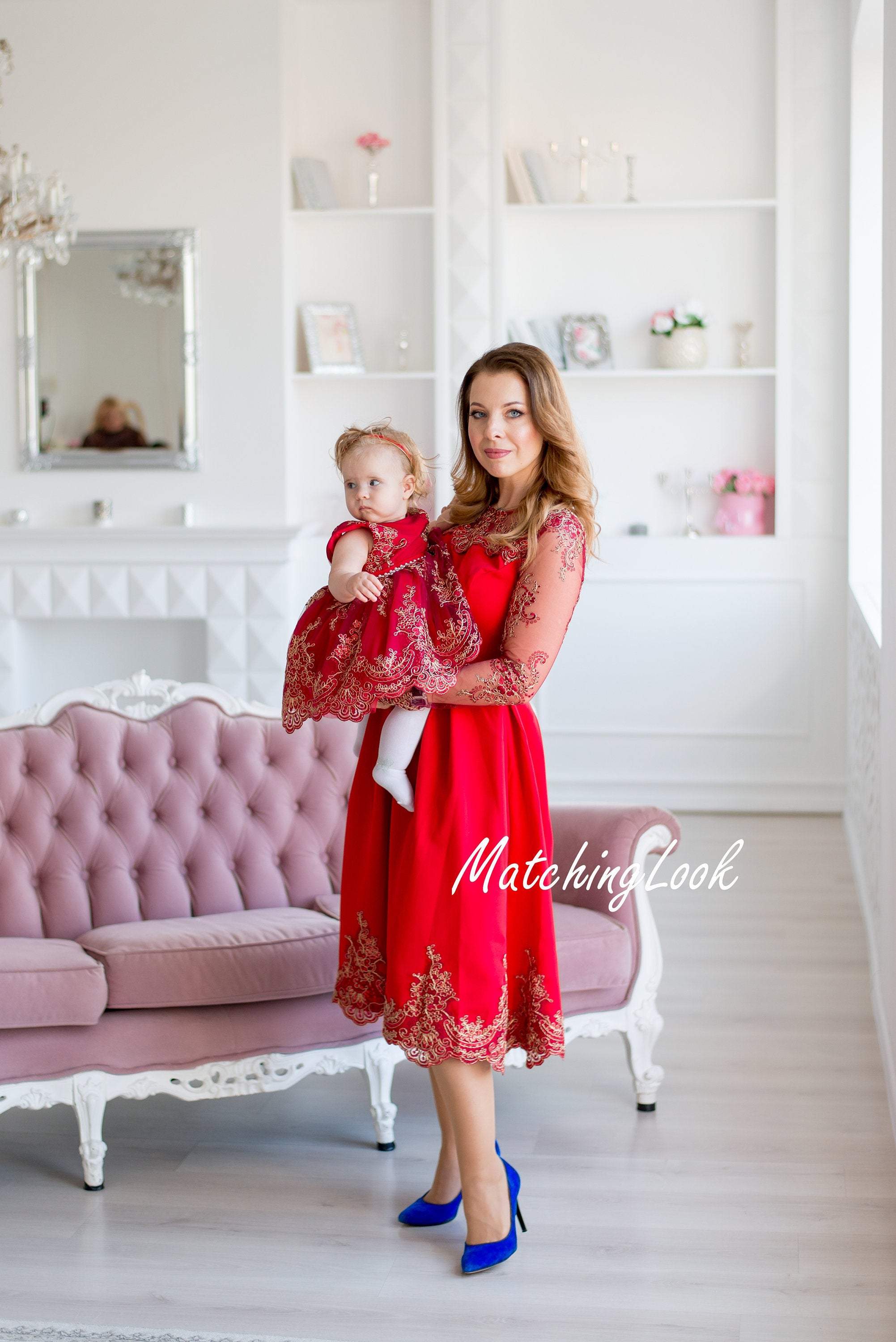 Family Matching Outfits Mother Daughter Dresses India  Ubuy