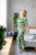 Women Pajama Set, Cotton Pajama, Tropical Print Pajama, Cozy Women Sleepwear, Flamingo Pajama, Bridesmaid Pajama, Green Pants and Shirt