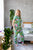 Women Pajama Set, Cotton Pajama, Tropical Print Pajama, Cozy Women Sleepwear, Flamingo Pajama, Bridesmaid Pajama, Green Pants and Shirt