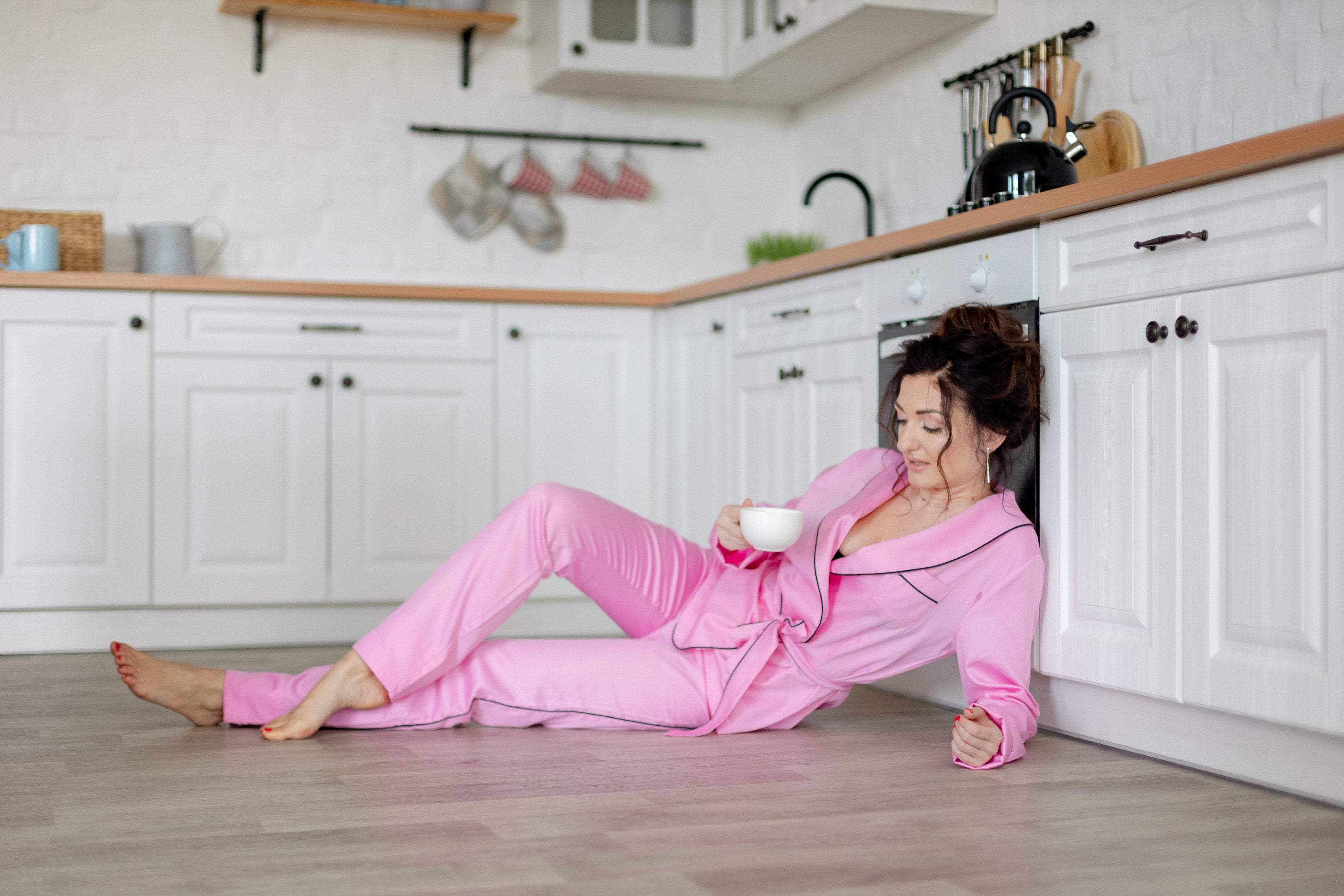 Dusty Pink pjs - custom pjs - satin pajama set - Bridesmaid pink