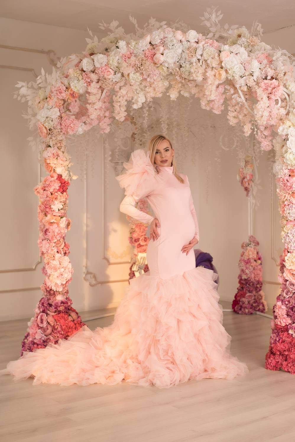 Shop Pregnancy Gown For Photoshoot, Blush Ruffle Dress, Maternity Dress, Mermaid Maternity Gown, Designer Dress ,Baby Shower Dress, Long Sleeve - Shop Pregnancy Gown For Photoshoot, Blush Ruffle Dress, Maternity Dress, Mermaid Maternity Gown, Designer Dress ,Baby Shower Dress, Long Sleeve -