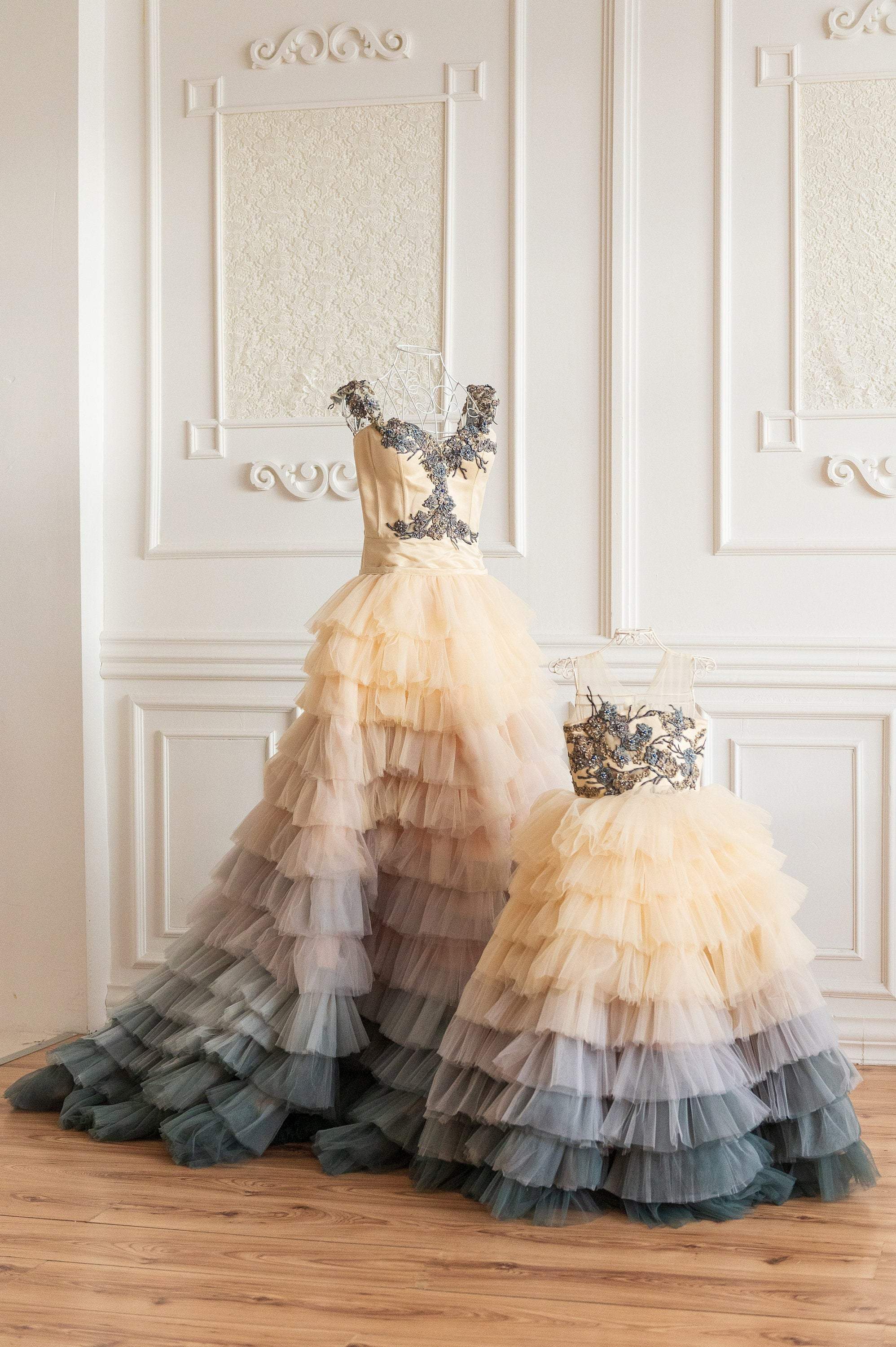Shop Couture Matching Dresses, Photoshoot Dress, Ombre Tulle Dress, Mommy and Me Dress, Matching Wedding Dress, Tulle Tiered Gown,Matching Outfit -