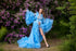 Baby Blue Tulle Maternity Robe for Photoshoot with Ruffles