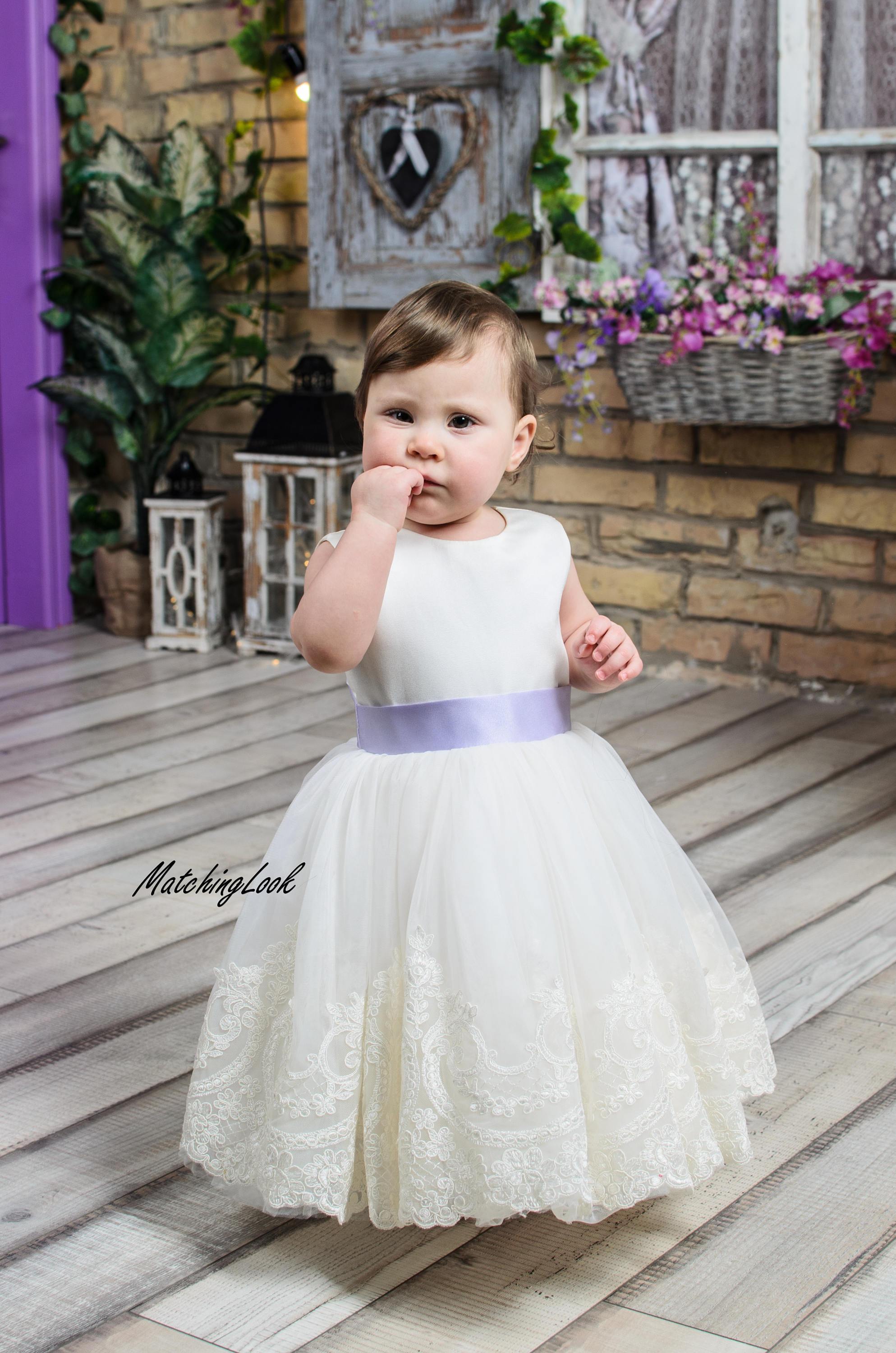 Baby girl white woolen gown frock