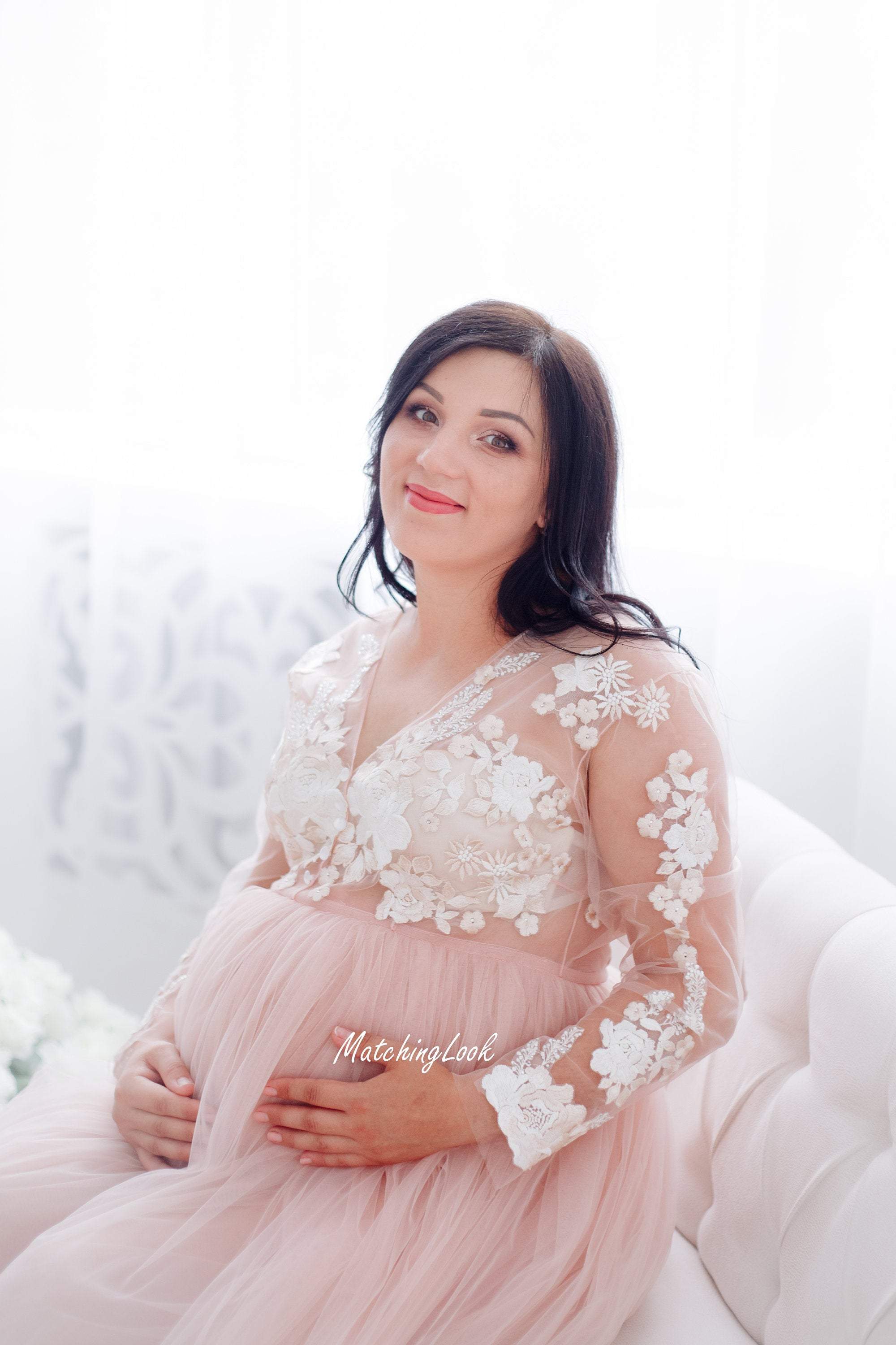 Blush Pink Tulle Kimono Tulle Robe Maternity With Lace Appliques For Womens  Photography And Prom 2021 Collection From Haiyan4419, $94.94 | DHgate.Com
