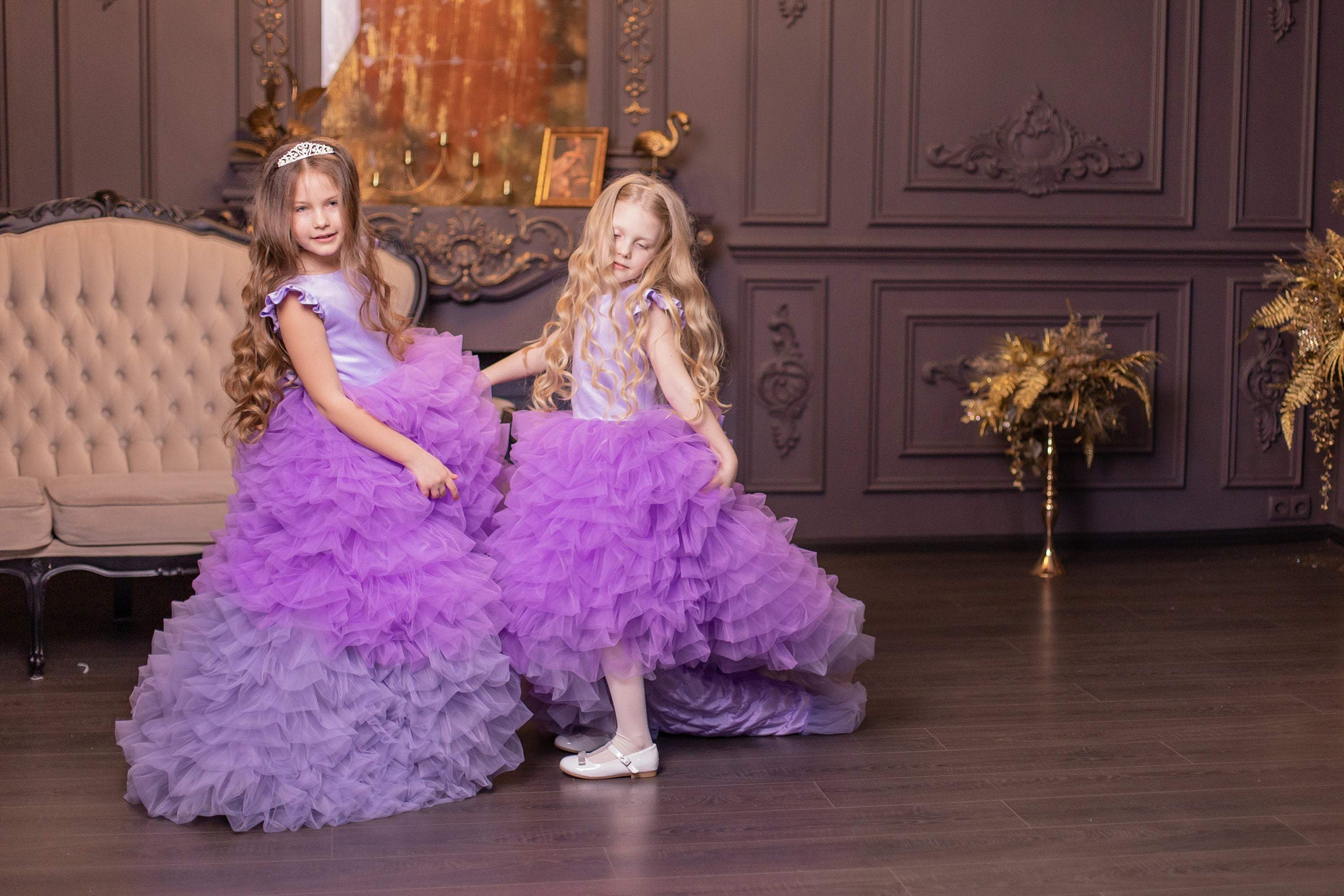 Lavender Girl Dress, Tulle Flower Girl Dress, Princess Dress, Ball Gow