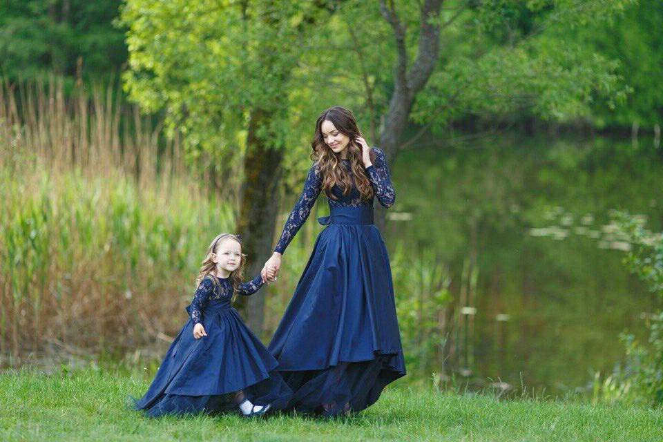 Silk Mother and Daughters 3 Pieces Matching Dresses WJ51416