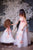 Matching mother daughter wedding fit and flare dresses in white color with peach lace - Matchinglook