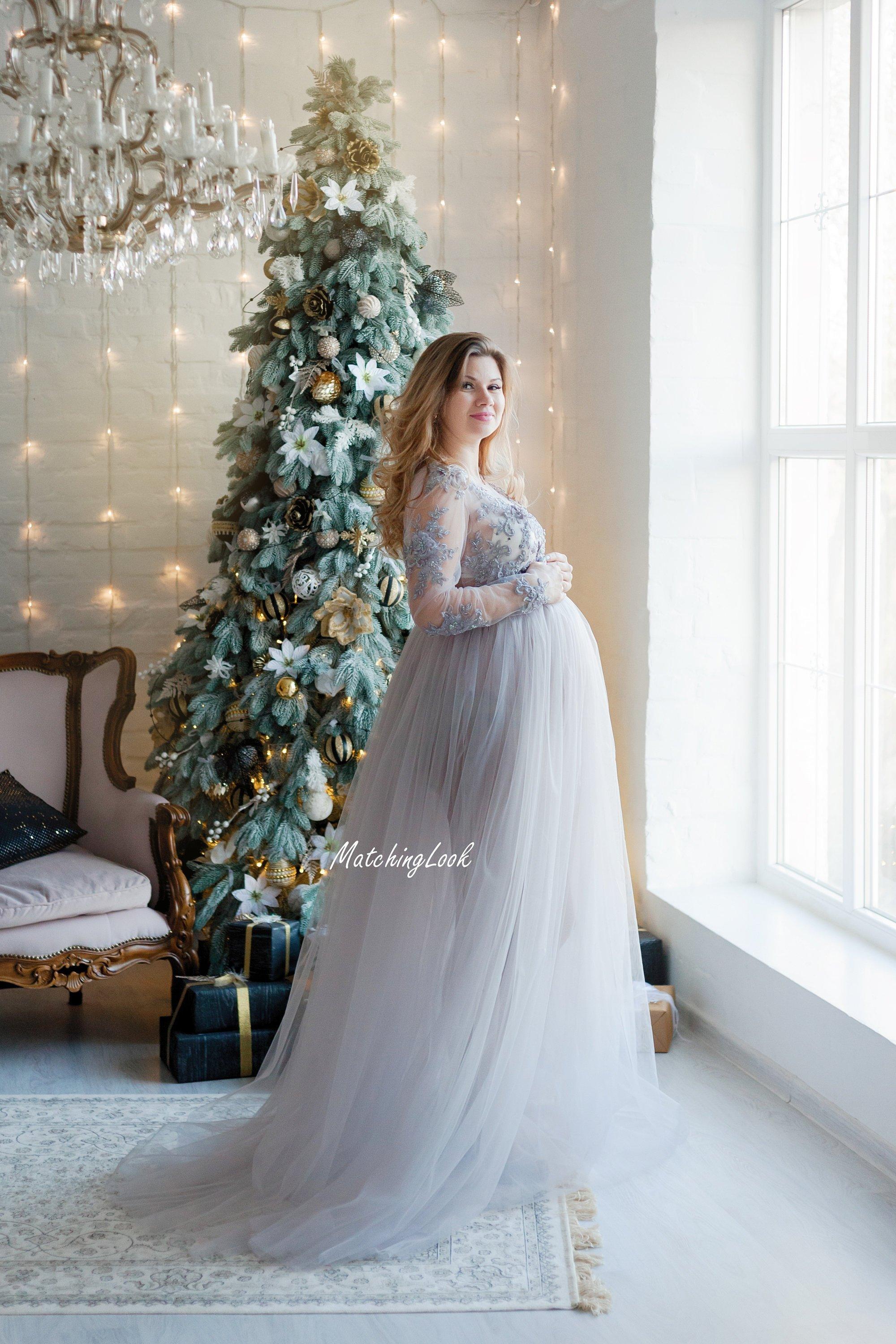 Shop Maternity Dress for Photo Shoot - Grey Tulle Maternity Dress - Customizable and Made-to-Order Dresses S / Lavender Shop Maternity Dress for Photo Shoot - Grey Tulle Maternity Dress - Customizable and Made-to-Order Dresses S / Lavender