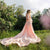 Maternity pink long lace dress with train photoshoot - Matchinglook