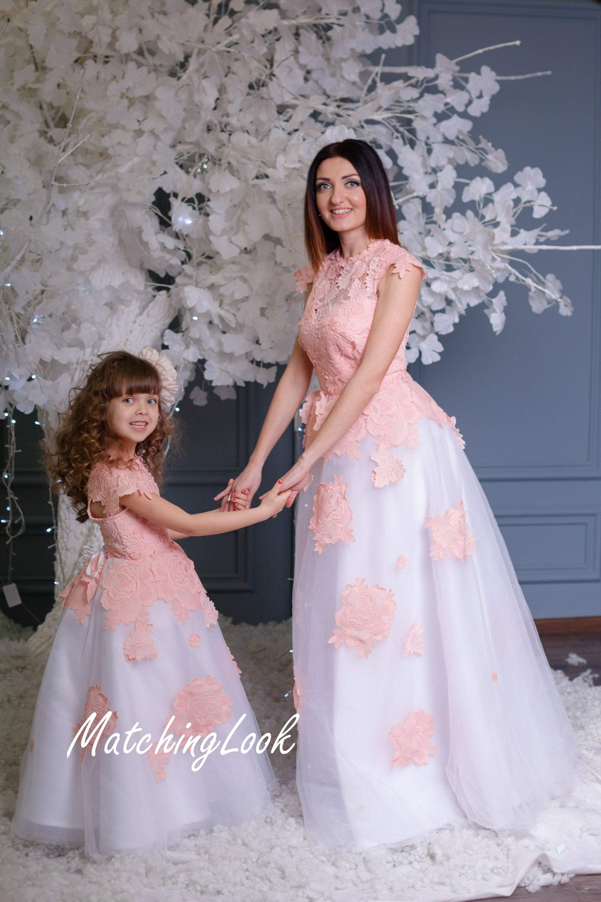Custom made matching gown for mother and daughter in peplum style | Mother  daughter outfits, Mom daughter outfits, Mommy daughter dresses