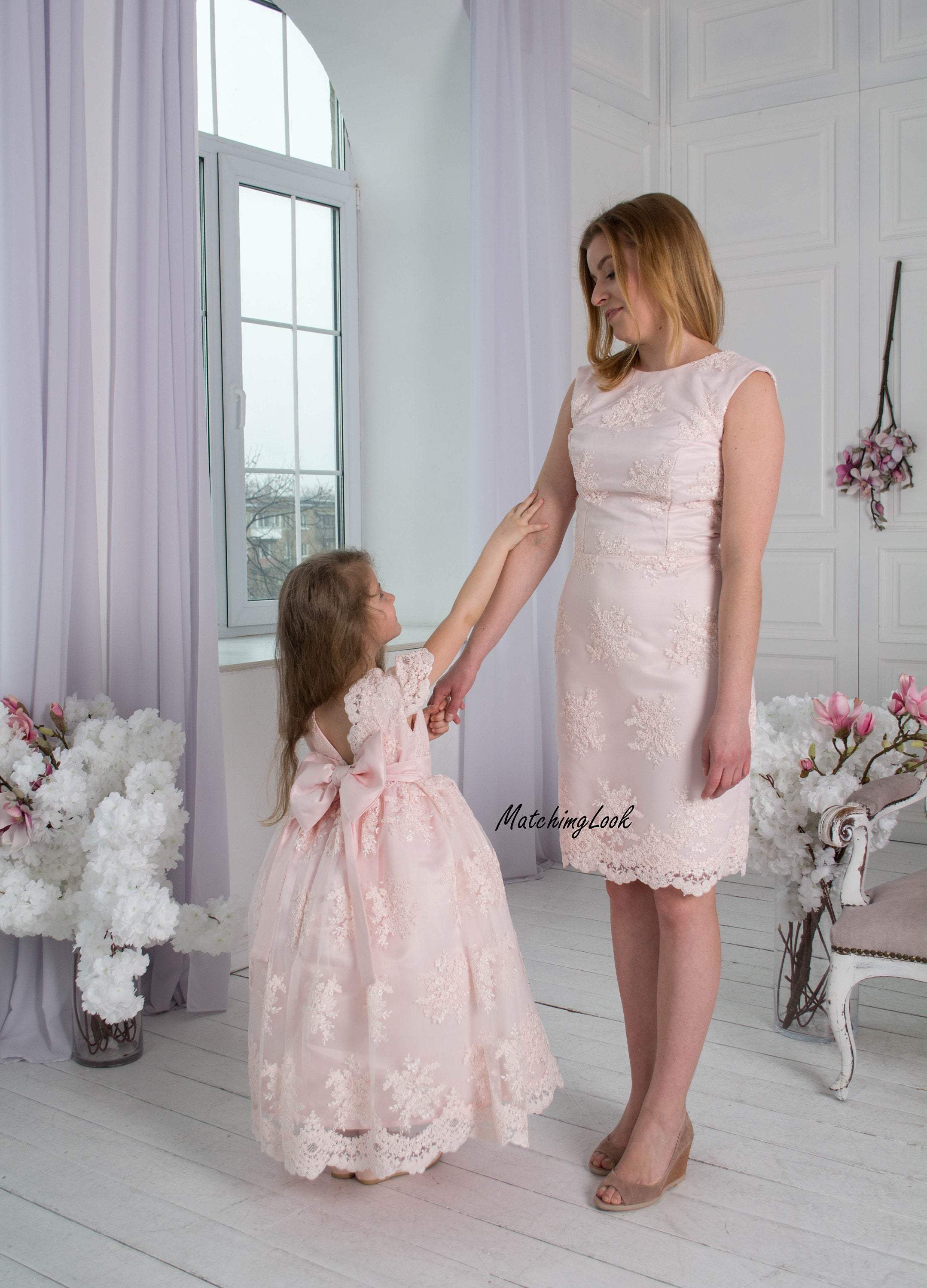 1st birthday party dress for mom Pink Mommy and Me Dress, Party Mother Daughter Matching Dress, First Birthday Party Dress, Photoshoot Dress, Forml Matchinng Dress