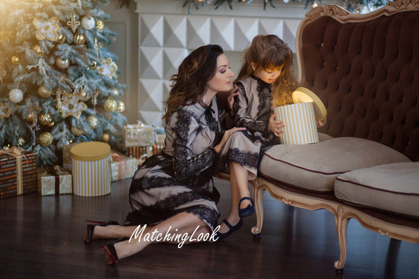Shop Mommy and Me Dresses for Christmas party - Matching Mother Daughter Dresses - Black Lace Dress for Mommy and Me - Christmas Outfits - Gift