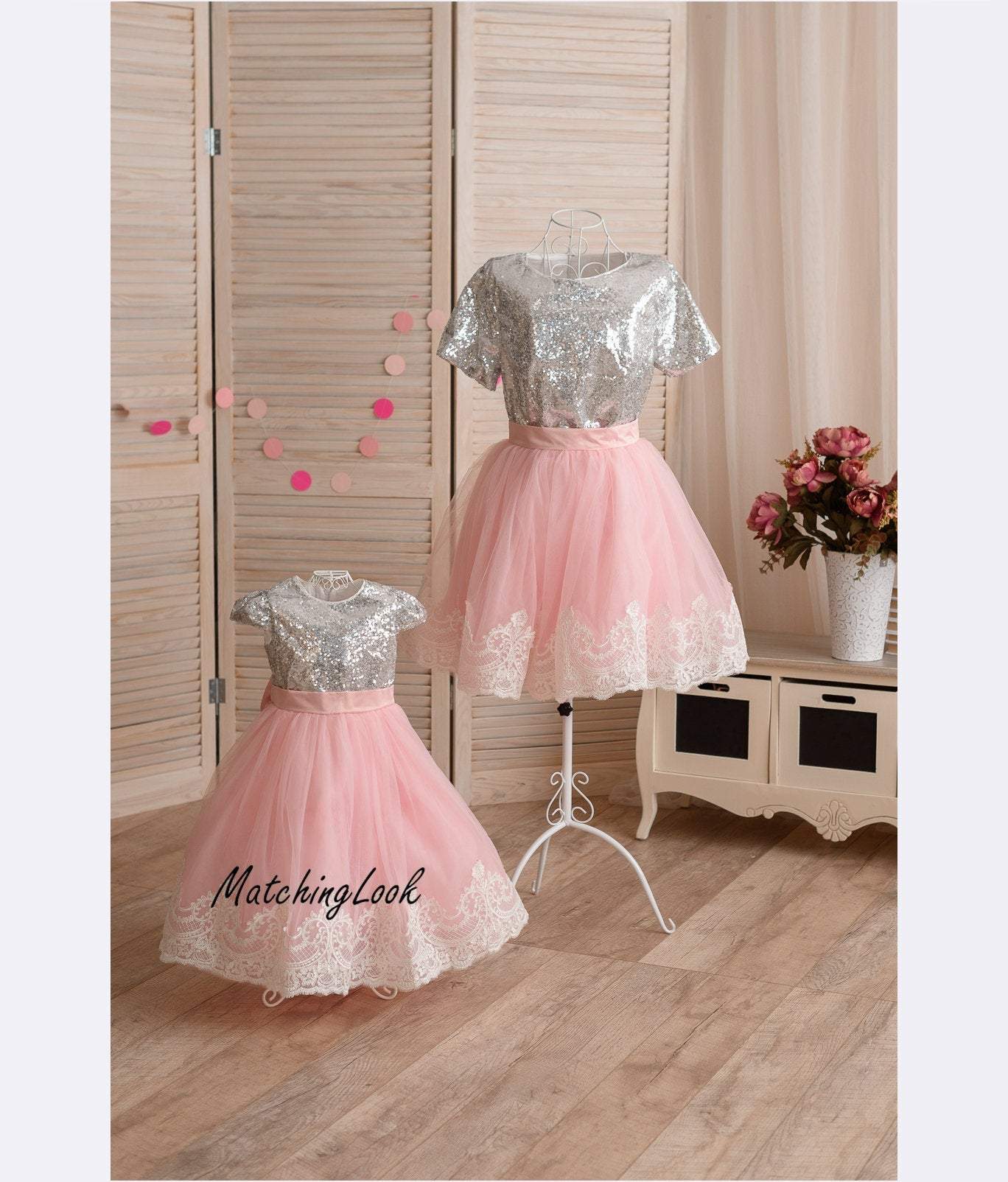 Mommy and Me Dresses Outfits, Mother Daughter Matching Dresses, Sequin Silver and Blush Tutu Lace Outfits Dress, Birthday Dress, Wedding XL / 12 - 18 Mommy and Me Dresses Outfits, Mother Daughter Matching Dresses, Sequin Silver and Blush Tutu Lace Outfits Dress, Birthday Dress, Wedding XL / 12 - 18