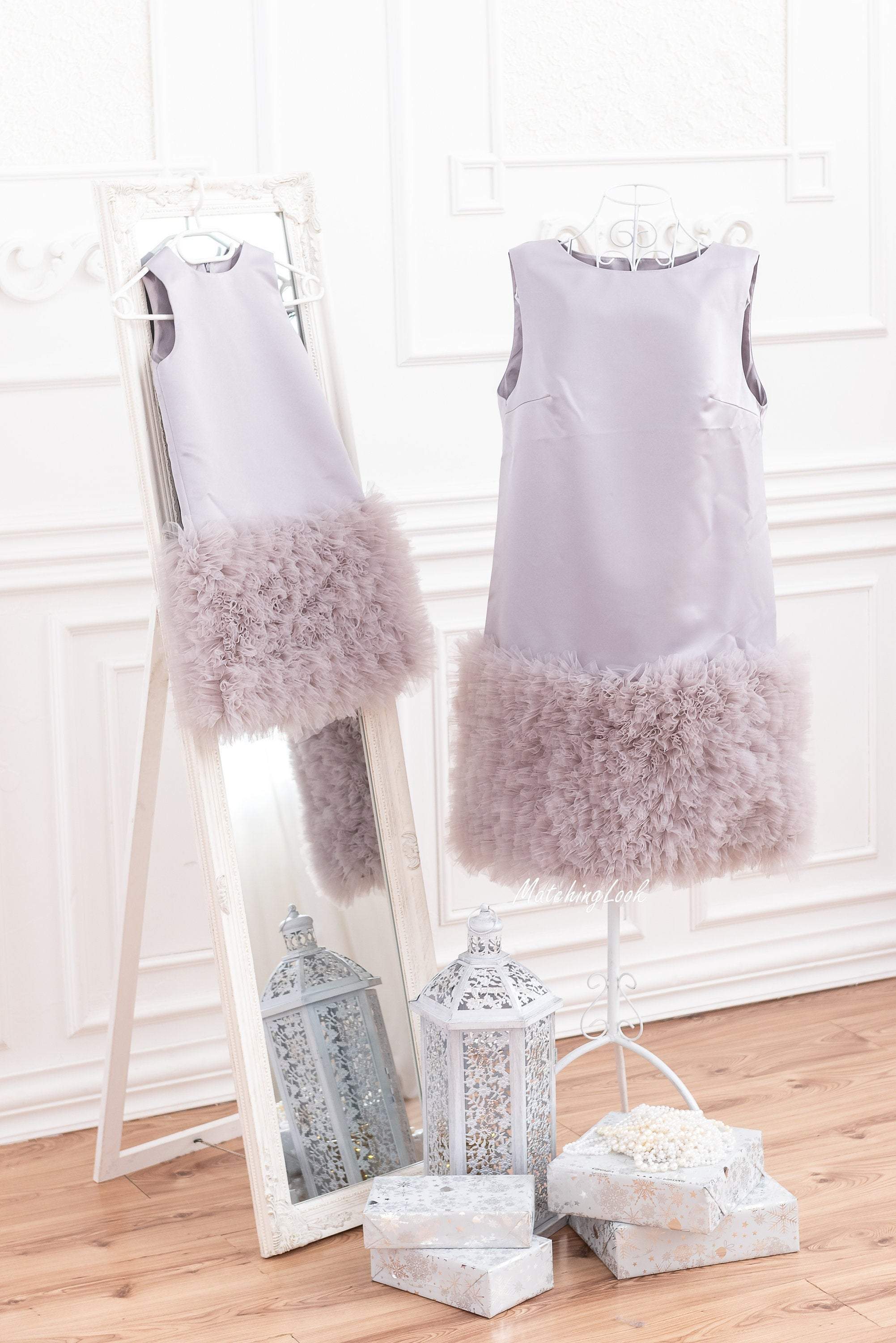 Mommy And Me Party Dresses, Matching Tulle Dress, Toddler Girl Dress, Matching Tutu Dress, Pearl Gray Dress, Cute Girl Dress,Loose Fit Dress 10 / 18- Mommy And Me Party Dresses, Matching Tulle Dress, Toddler Girl Dress, Matching Tutu Dress, Pearl Gray Dress, Cute Girl Dress,Loose Fit Dress 10 / 18-