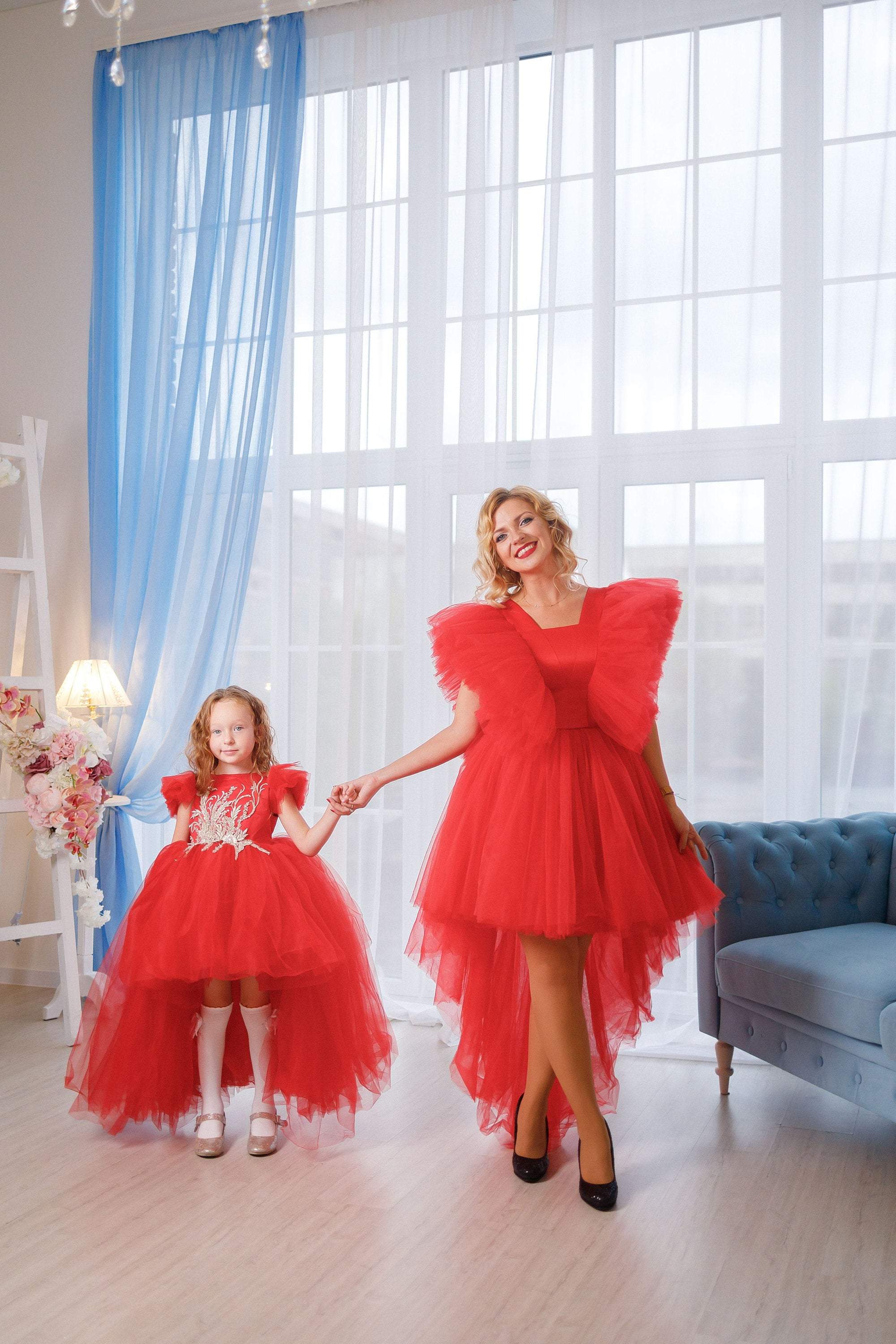 Shop Mommy and Me Red Dresses, Formal Dress, Elegant Photoshoot Dress, Mother Daughter Matching Dress, Tulle Tutu Dress, High Low Tulle Dress - Shop Mommy and Me Red Dresses, Formal Dress, Elegant Photoshoot Dress, Mother Daughter Matching Dress, Tulle Tutu Dress, High Low Tulle Dress -