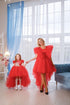 Mommy and Me Red Dresses, Formal Dress, Elegant Photoshoot Dress, Mother Daughter Matching Dress, Tulle Tutu Dress, High Low Tulle Dress