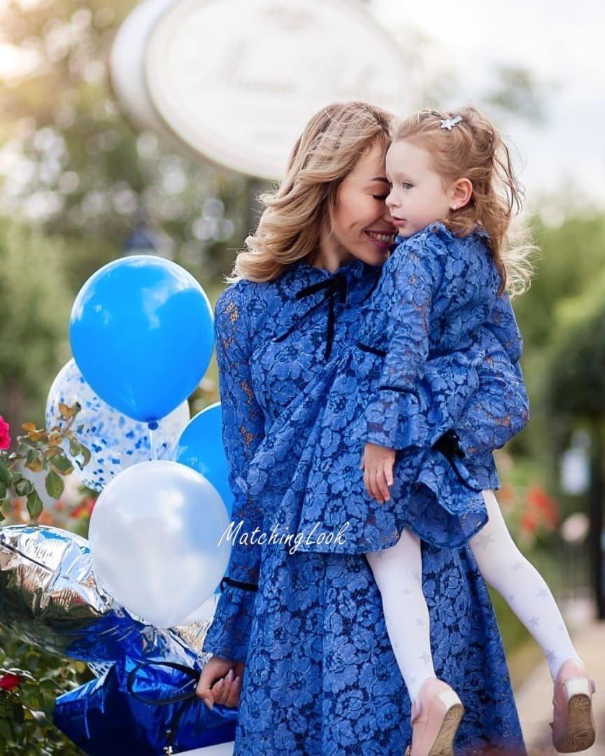 Mother Daughter Matching Dress - Blue Mommy and Me Outfits - Lace Matching  Dress for Mother and Daughter - Mom Baby Dress - Birthday Dress