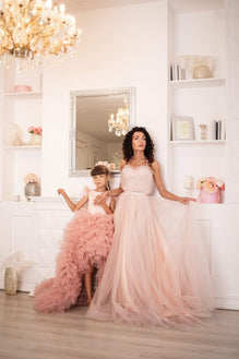 mother and daughter matching party dresses Mother-Daughter Ruffle Tulle Matching Party Dresses Champagne / Kid-2T