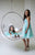 Mother daughter matching tutu mint strapless dresses for party - Matchinglook