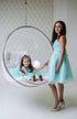 Mother daughter matching tutu mint strapless dresses for party