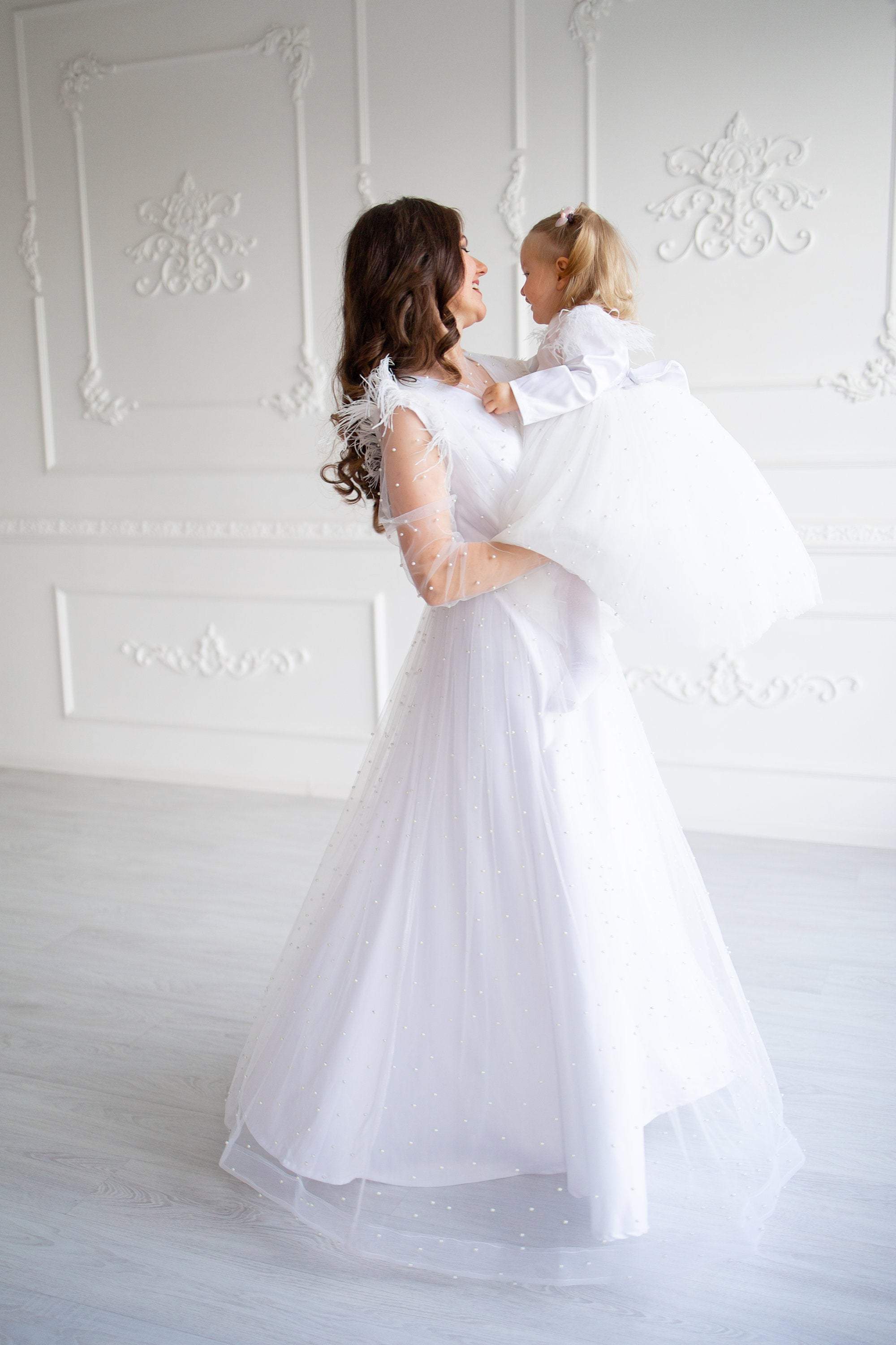 Mother Daughter Matching Wedding Dress, Mommy and Me Outfit, Bridal Ma