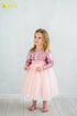 Pink birthday dress for girl with sleeves