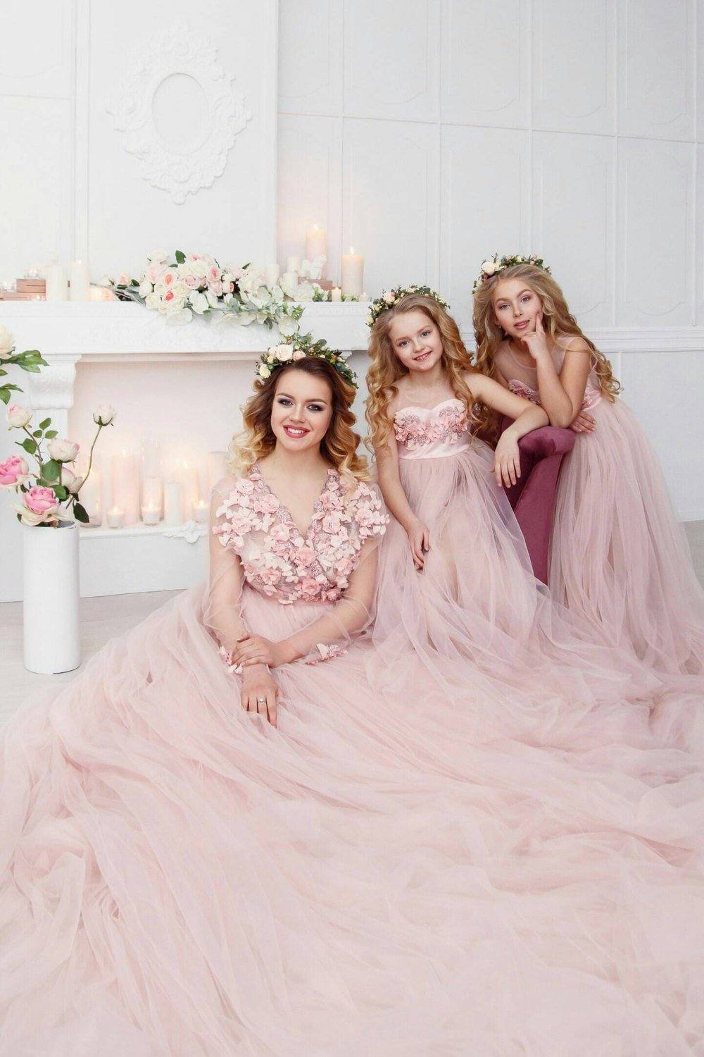 Princess Dresses Evening Dress For Mom And Daughter Shop Pink Blush Mother Daughter Matching Train Lace Princess Dresses Evening Dress For Mom And Daughter Shop Pink Blush Mother Daughter Matching Train Lace