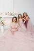 Pink blush Mother daughter matching train lace dress for photoshoot