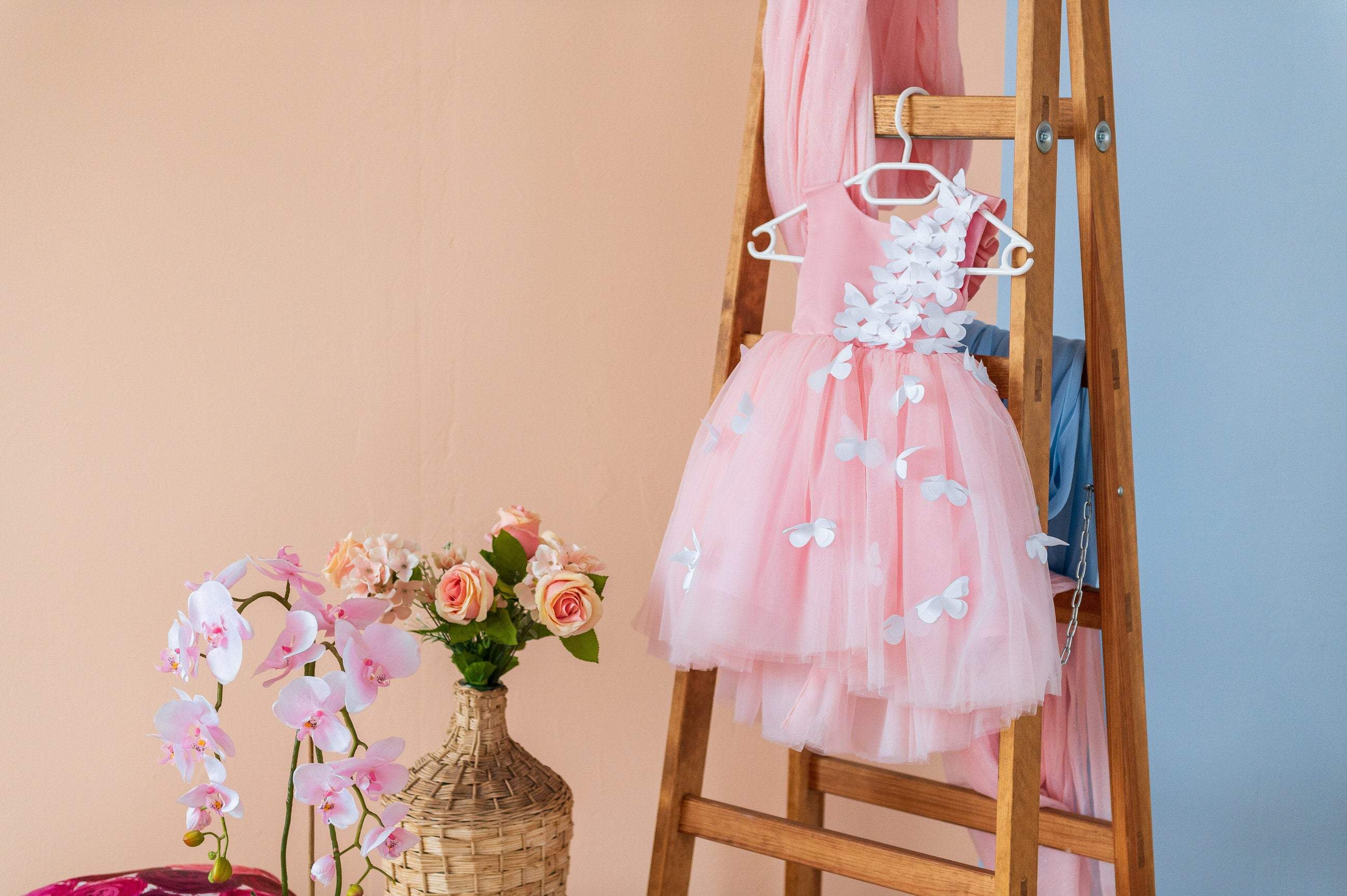 Pink Butterfly Dress, Blush Toddler Dress, 1st Birthday Dress, Girl Tutu Dress, 1st Communion Dress, Flower Girl Dress, Fairy Princess Dress 7 /