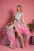 Pink Grey Mom Daughter Dress, Tulle Dress, Matching Dress, Mommy and Me Outfit, Ombre Photoshoot Dress, High Low Dress, Birthday Dress