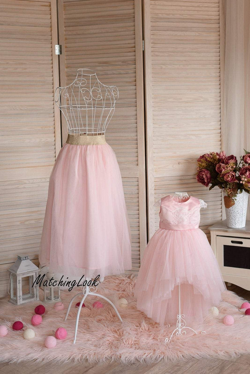 Pink Matching Dress, Pink Mommy and Me Outfit, Women Tulle Skirt, Mother Daughter Matching Outfit, Birthday Dress, Photoshoot Dress, Formal 18-24