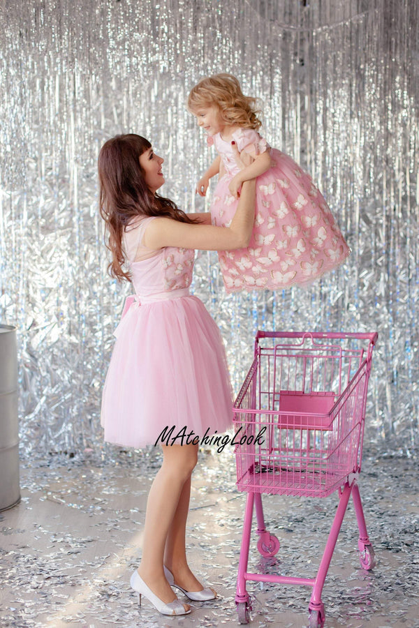 Shop Pink matching outfits, coordinating dresses, baby pink mother daughter  matching dress, Mommy and Me outfit - Customizable and Made-to-Order Dresses