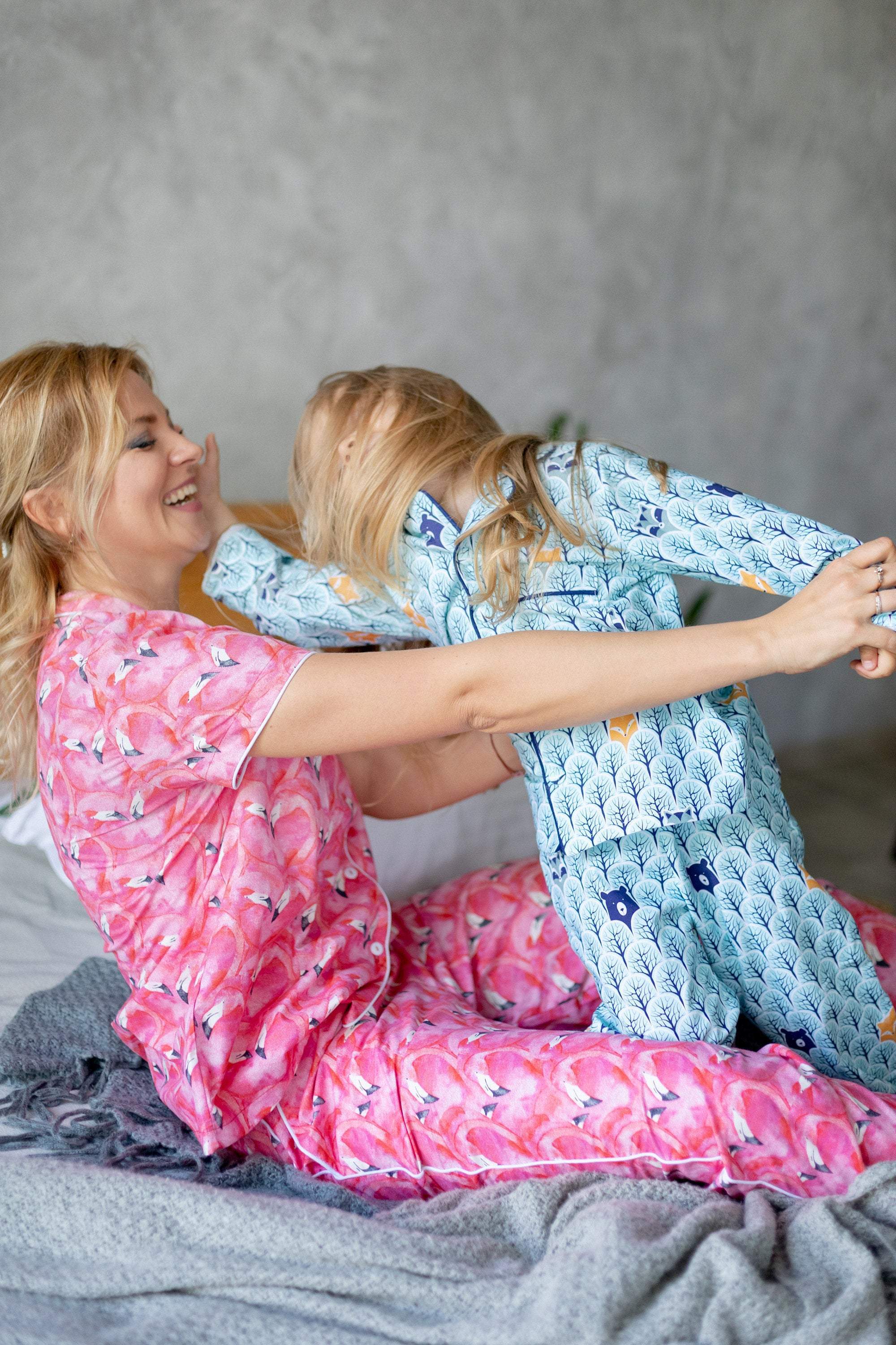 Pink Pajama Set, Matching Pajama, Sleep Shirt and Pants, Women Loungew