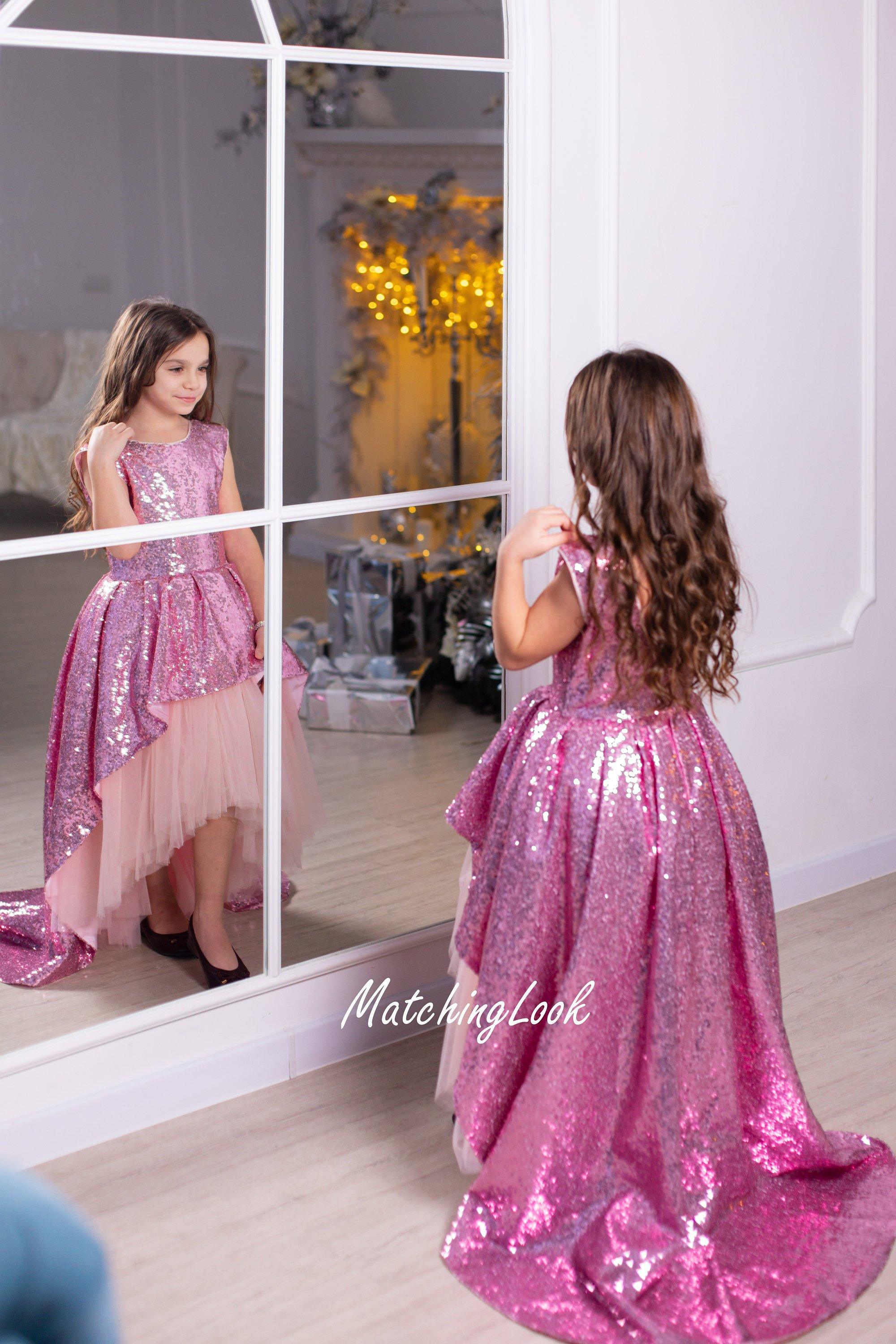high low princess dress Cinderella Couture Blue Crystal Pearl Halter Pageant Dress Big Girls