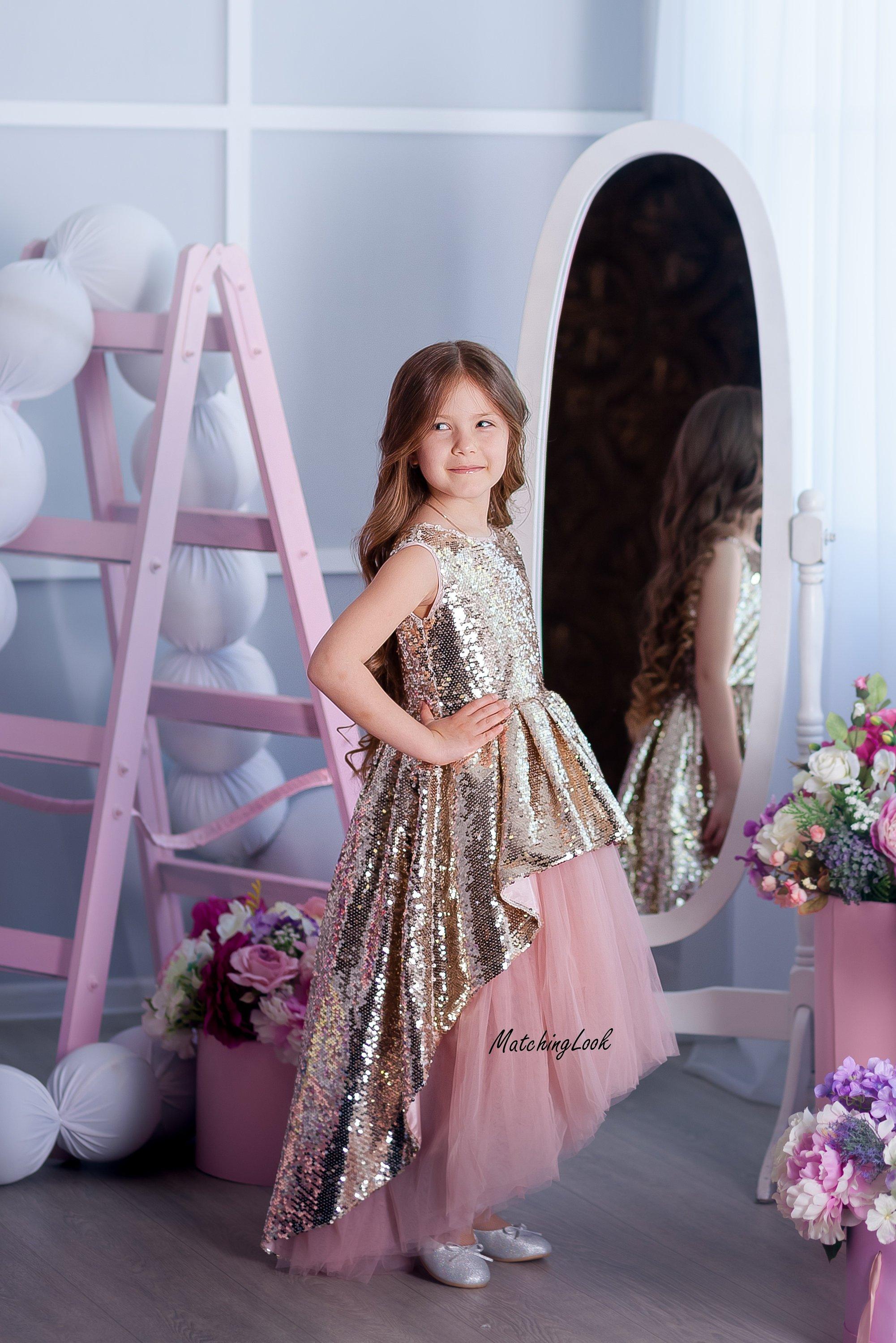 Wish Little Girls A-Line Princess Gown Kids Birthday Maxi Long Dress Baby  Pink 1-2 Years : Amazon.in: Clothing & Accessories