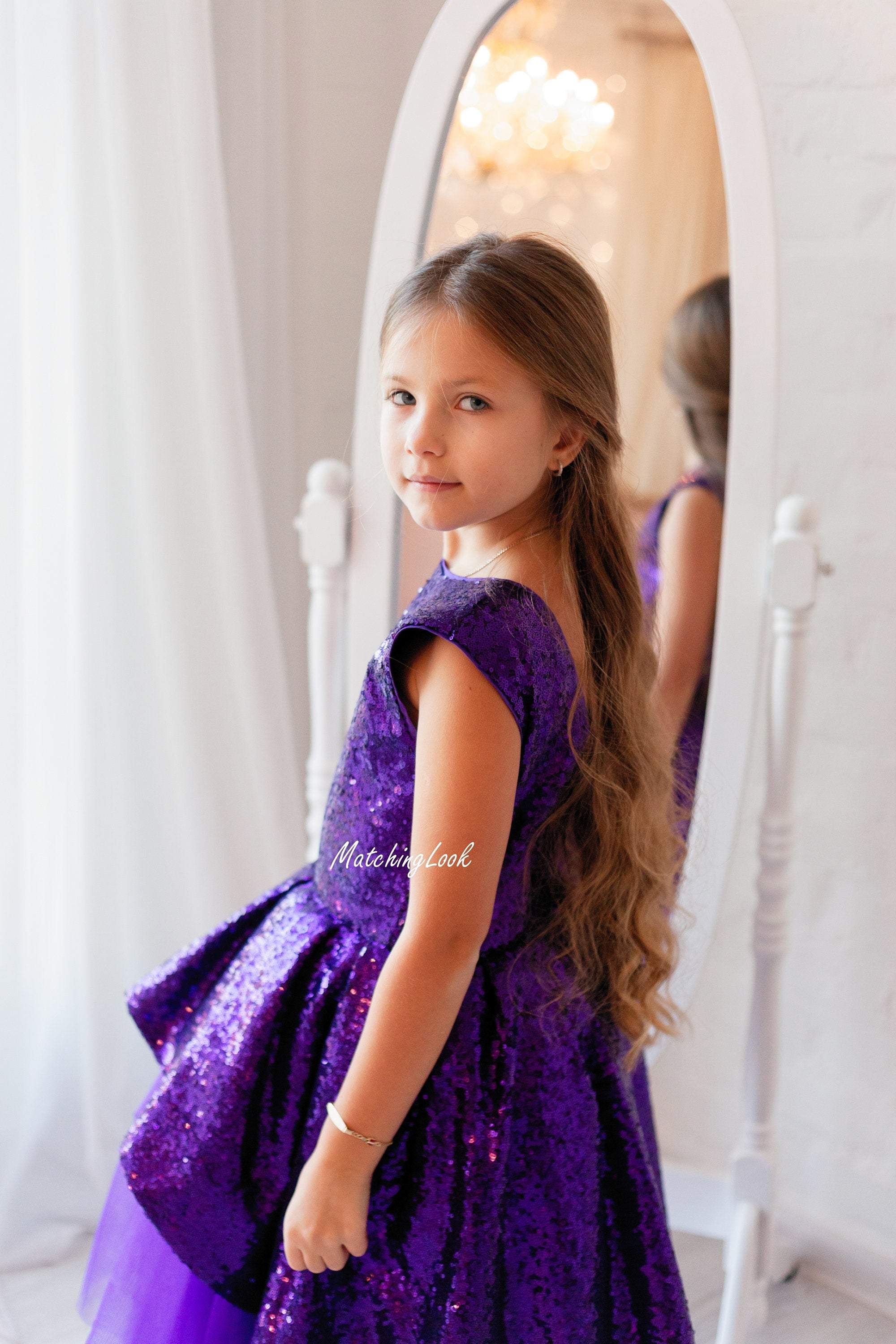 Purple Flower Girl Dress, High Low Dress, Girl Gown Dress, Tutu Girl D