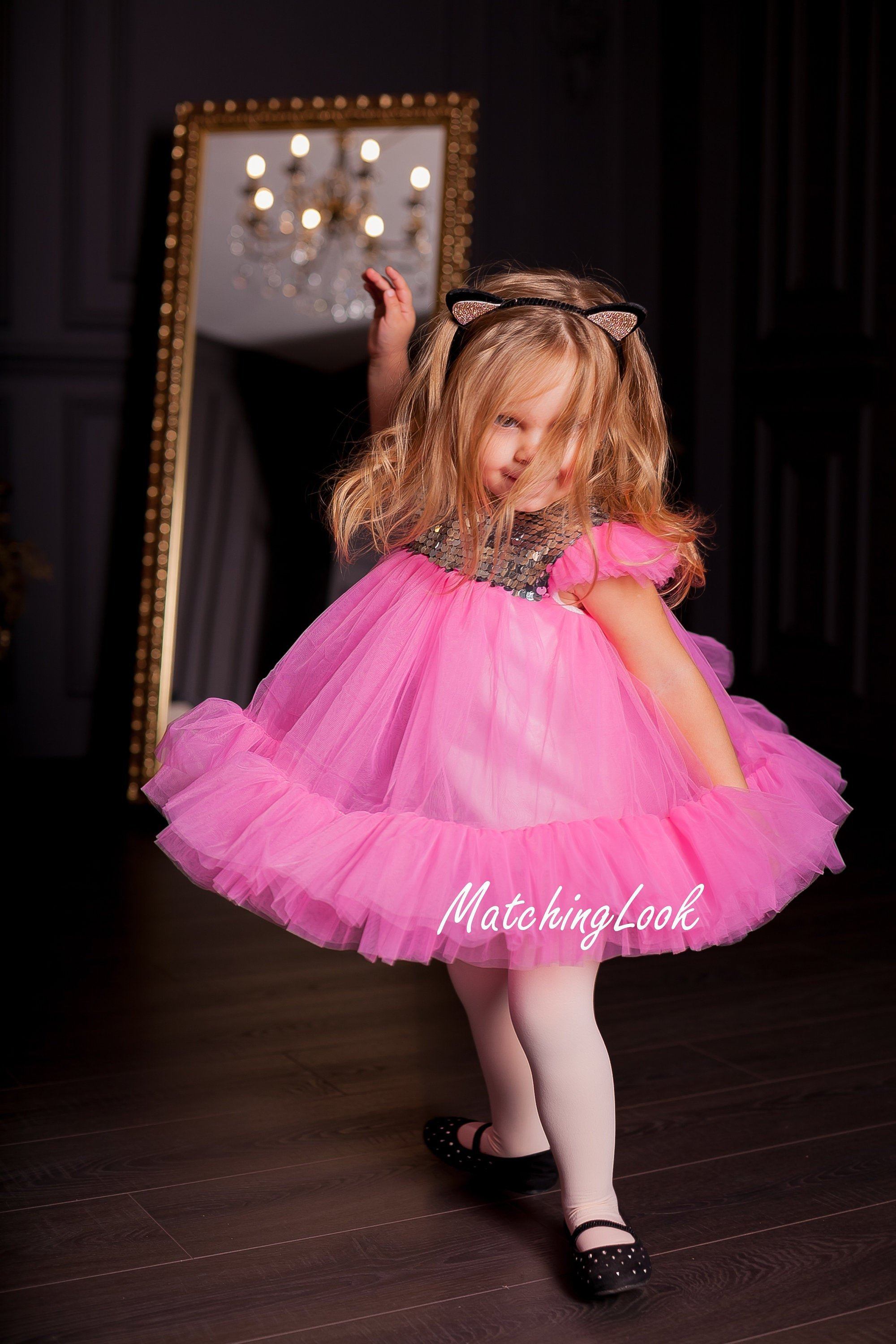 Shop Ready to ship Pink baby tutu fancy tulle dress for 2nd 3rd