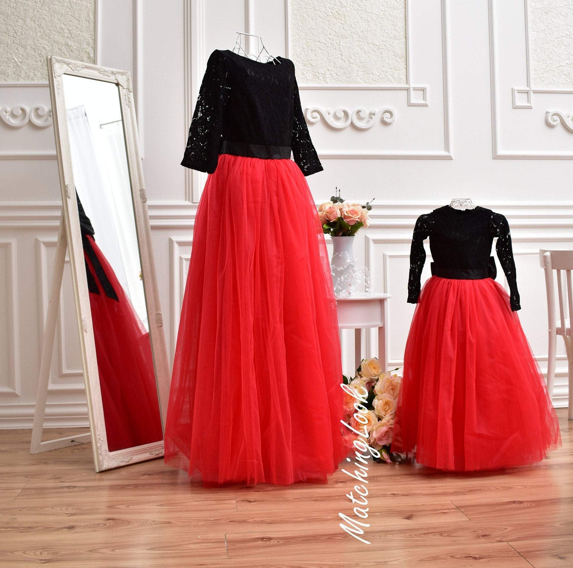 Shop Red Black Dress, Mother Daughter Matching Dress, Mommy and Me Outfit, Formal Gown Dress, Photoshoot Dress, Birthday Party Dress, Maxi - Shop Red Black Dress, Mother Daughter Matching Dress, Mommy and Me Outfit, Formal Gown Dress, Photoshoot Dress, Birthday Party Dress, Maxi -