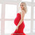 Red maternity tulle gown for photoshoot - baby shower red mermaid dress - Matchinglook