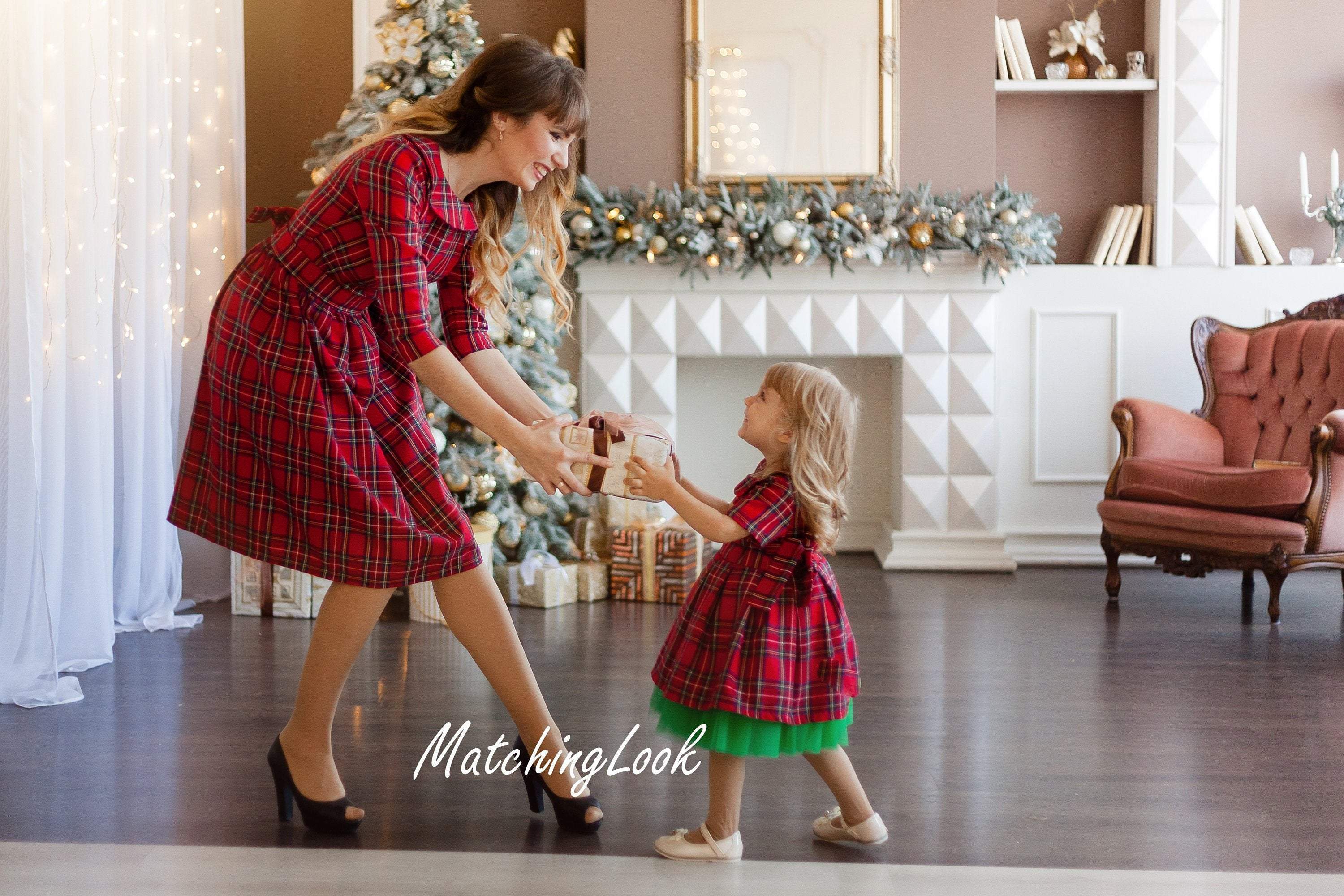 Shop Red Plaid Christmas Matching Dresses Mommy and Me Outfits
