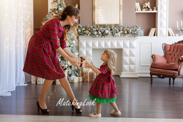 Red Plaid Christmas Matching Dresses - Mommy and Me Outfits - Mother Daughter Matching Dress - Tartan Dress - Tutu Dress