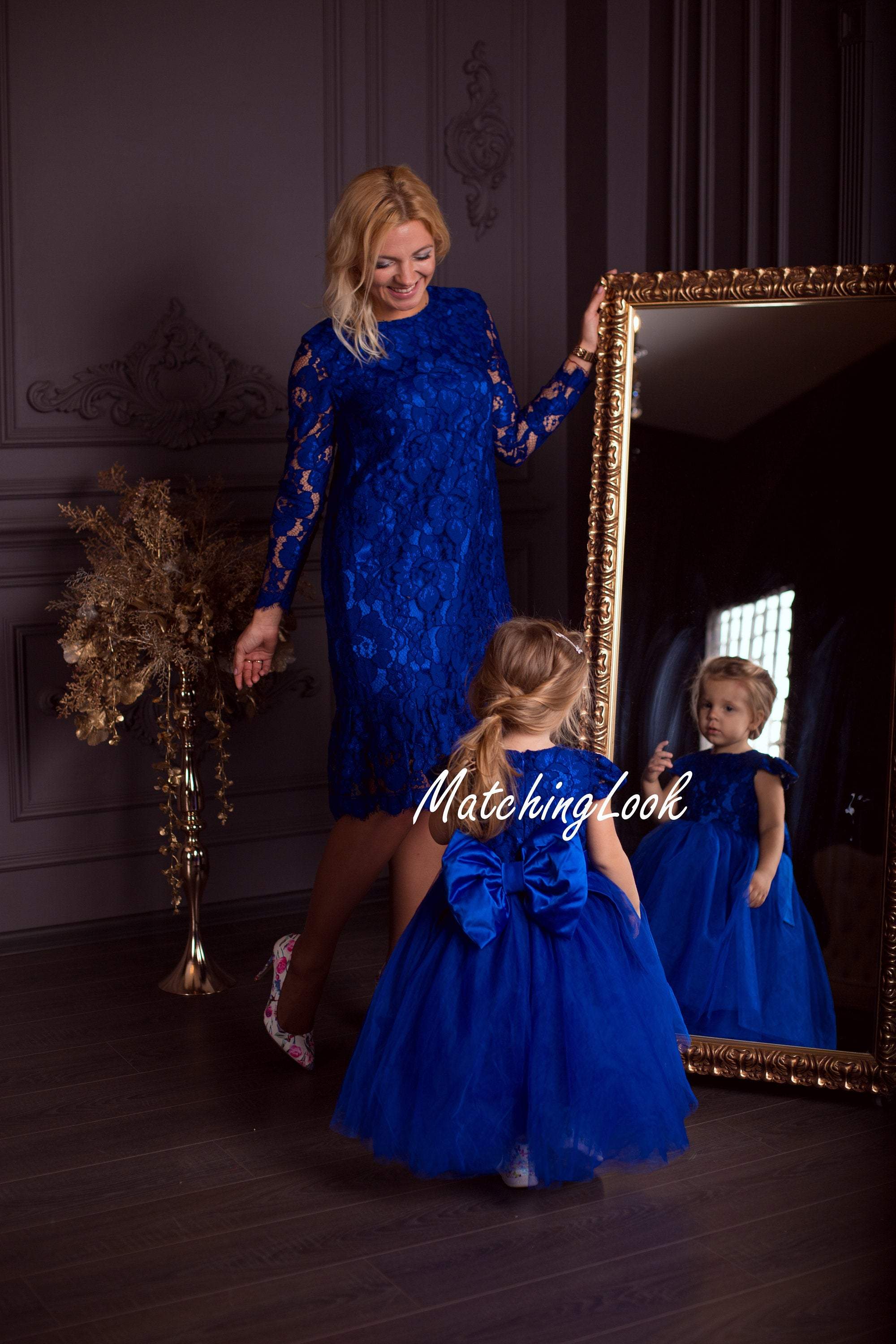 Purple high low dresses, Matching dresses Mother daughter matching lac