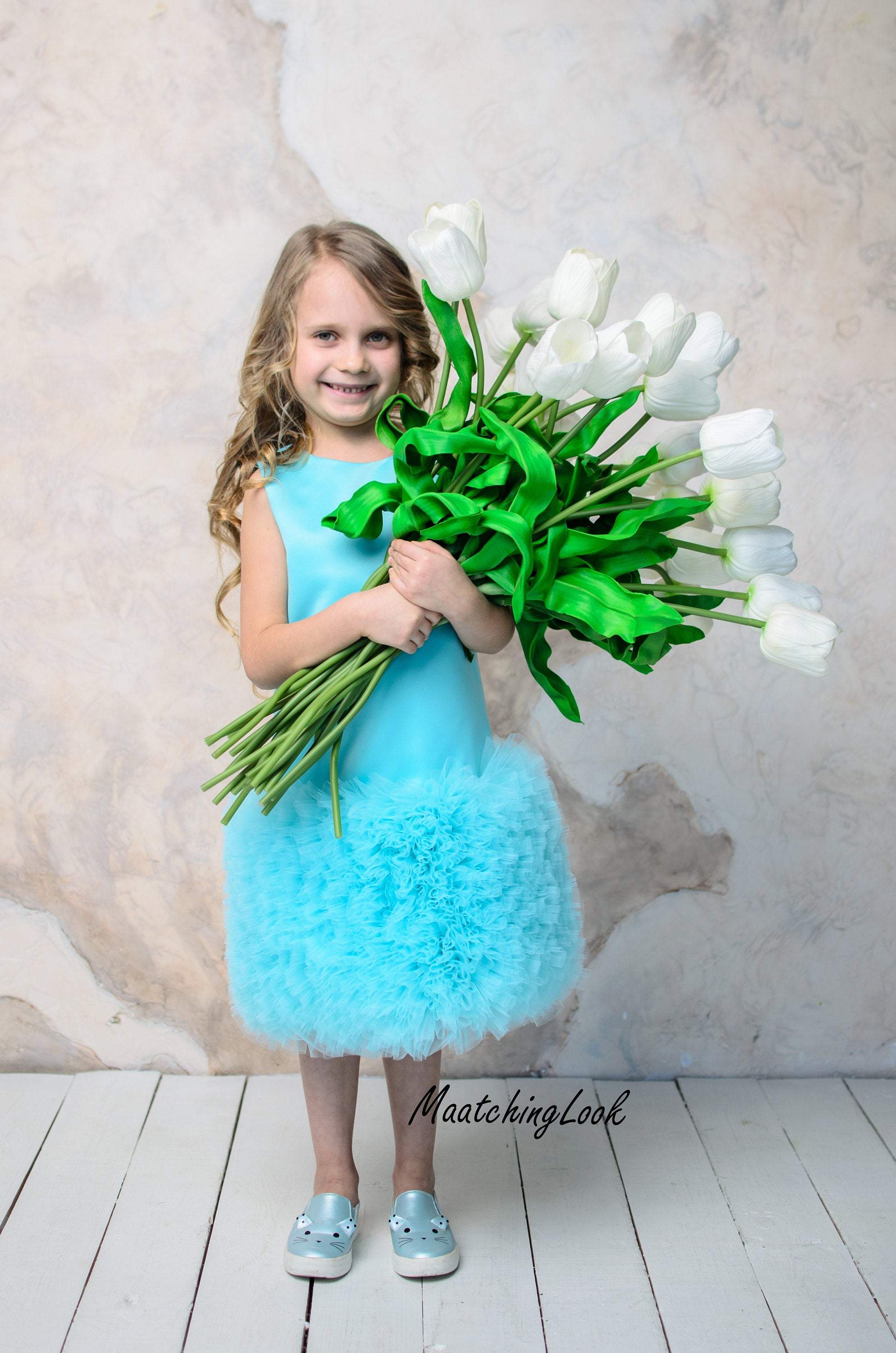 Teal Birthday dress Baby Girl Dress Tutu Dress Cloud Dress Tulle Dress