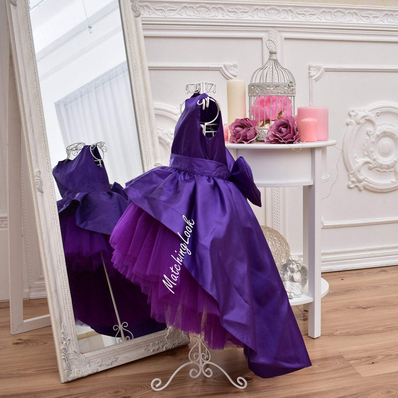 Shop Ultra Violet 1st Birthday Outfit Girl, Flower Girl Dress, Purple Tutu Dress, Dress with train, Party Wedding Birthday Dresses, Baby Girl