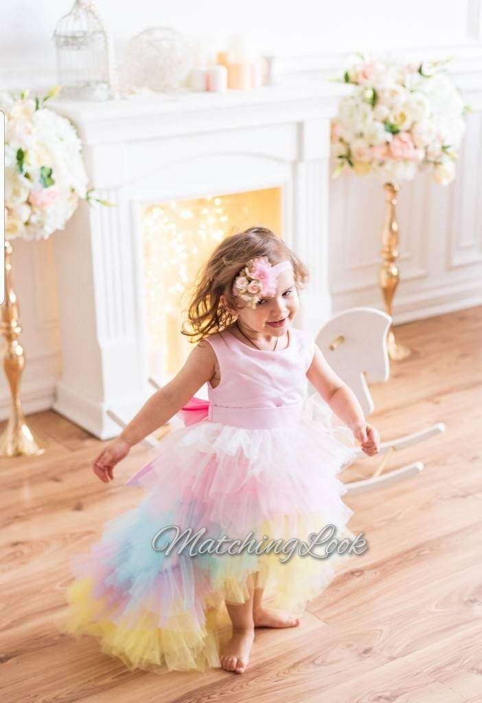 Unicorn birthday party girl tulle dress