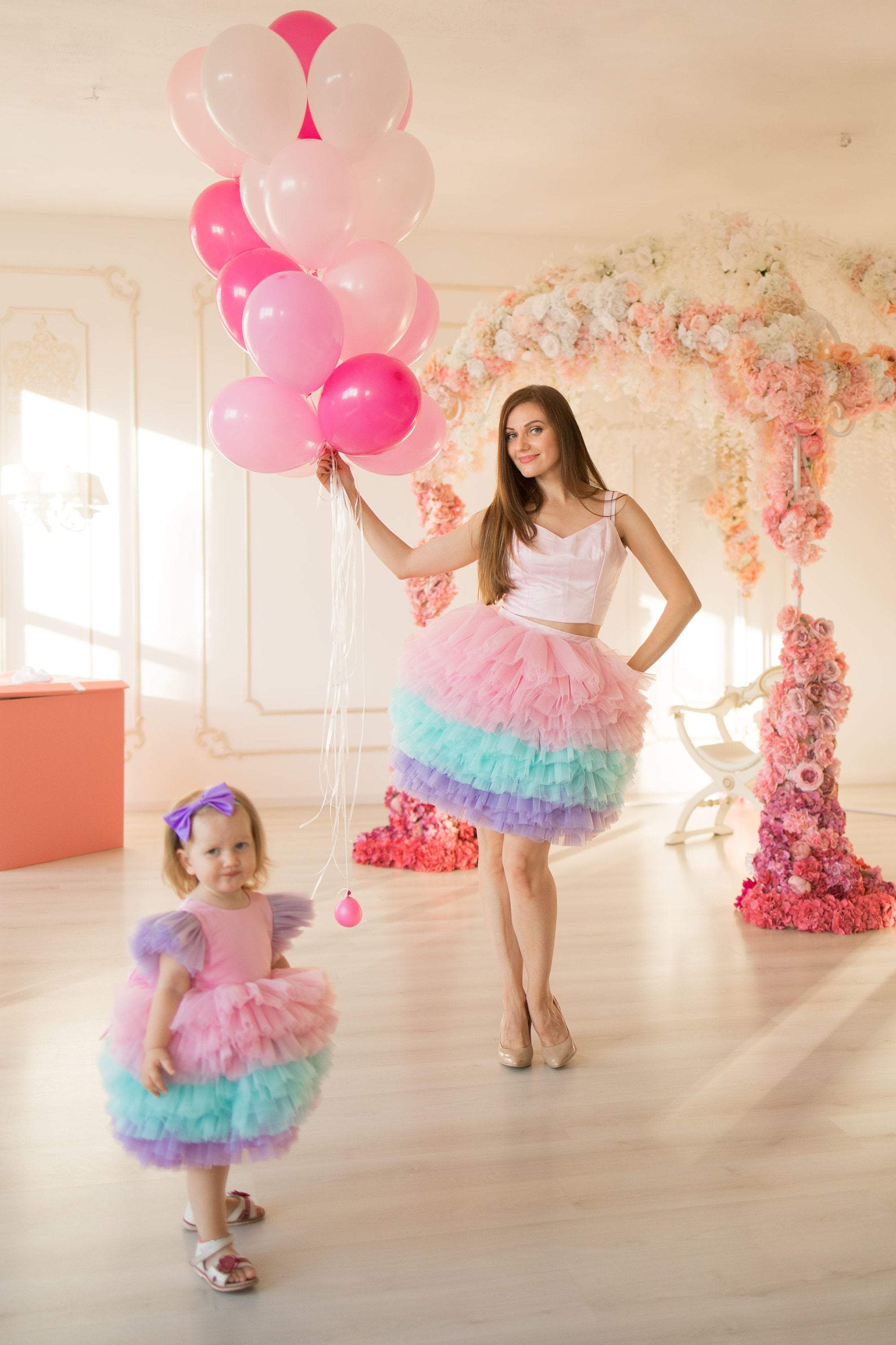 Shop Unicorn Mommy and Me Dress For Photoshoot, Rainbow Matching